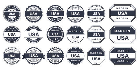 Made in United States Vintage Stamp Badges Collection, Made in United States Retro Badge & Stamp Logo Collection