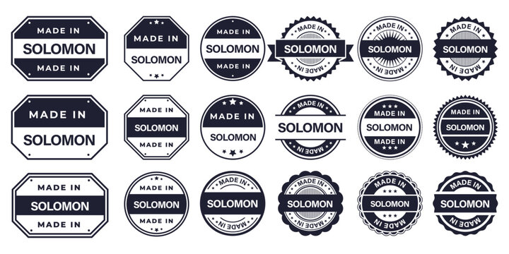Made in SOLOMON ISLANDS Vintage Stamp Badges Collection, Made in SOLOMON ISLANDS Retro Badge & Stamp Logo Collection