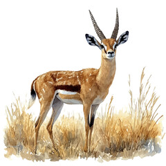 Springbok, watercolor clipart vector, isolated on a white background. © nexora