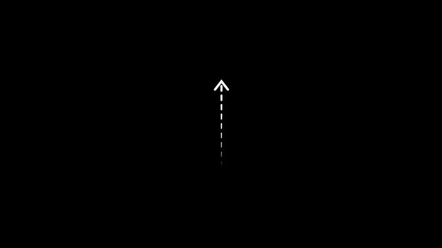 Up arrow direction icon with dotted line white color animation. Abstract  beatiful dot arrows sign animation. 