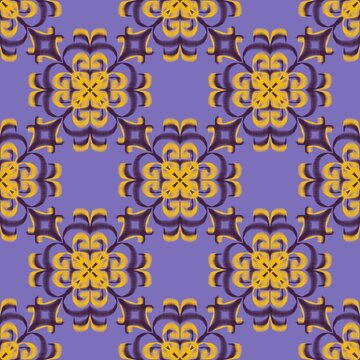 Regal Lavender & Gold seamless Ikat Floral Pattern