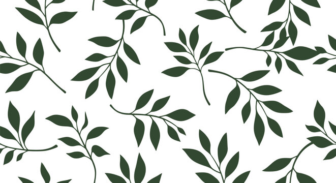 Seamless botanical leaves pattern vector clipart for fabric, wallpaper, and nature design