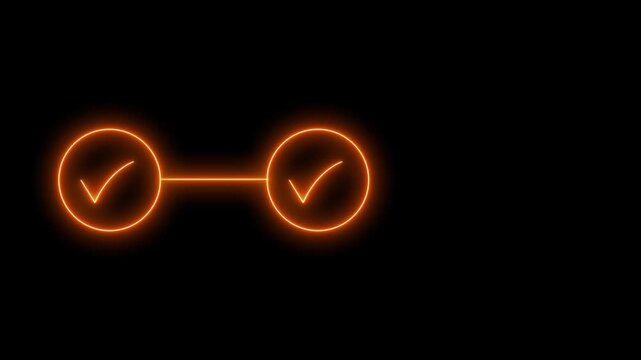 
Neon bright 3 step infographic process with check mark icon orange color animation. Abstract beautiful Step-by-Step Guide.