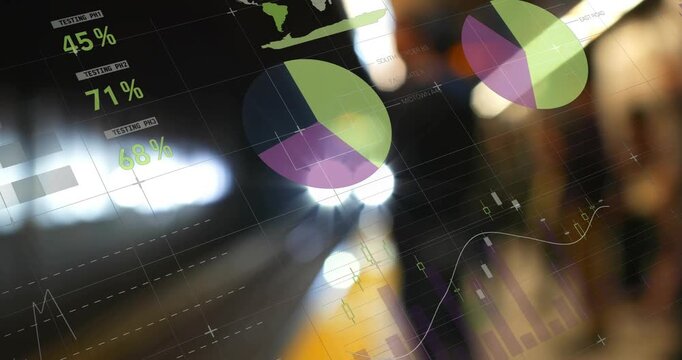 Coming lights starting HUD overlay animating on platform, gauges updating showing transit data