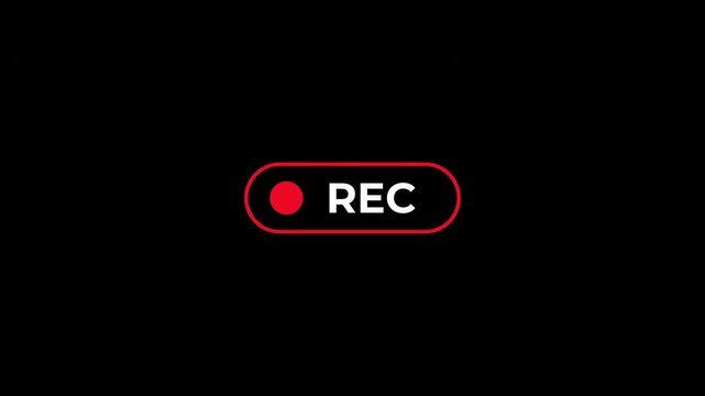 Animated recording rec button icon black background live stream video suitable for user interfaces, broadcast graphics, and streaming applications.