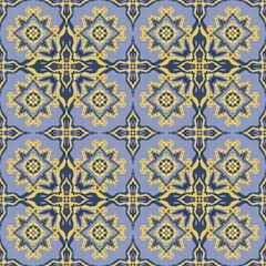 Slate & Gold Intricate Ikat Tile Pattern