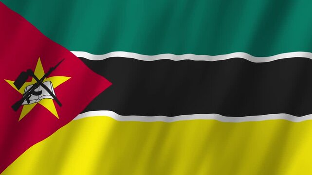 Mozambique Flag Waving on Wind, Realistic 4K Background Animation