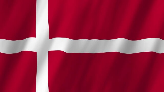 Denmark Flag Waving on Wind, Realistic 4K Background Animation