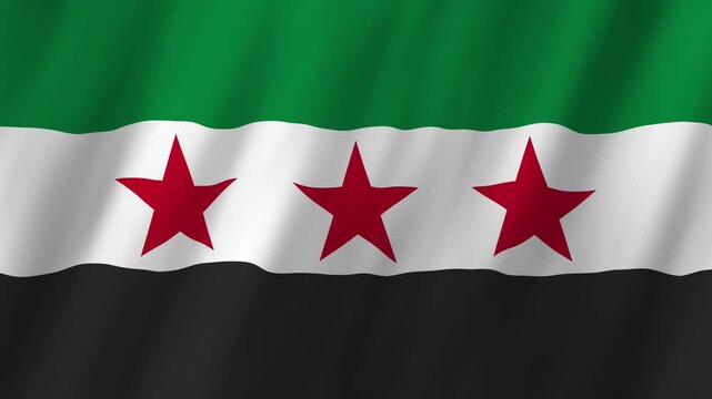 Syria Flag Waving on Wind, Realistic 4K Background Animation