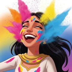 Fototapeta premium holi, gulal, indian boy, color powder, holi festival, festival of colors, powder explosion, indian festival, holi colors, playful child, vibrant colors, indian culture, spring festival, color burst, f
