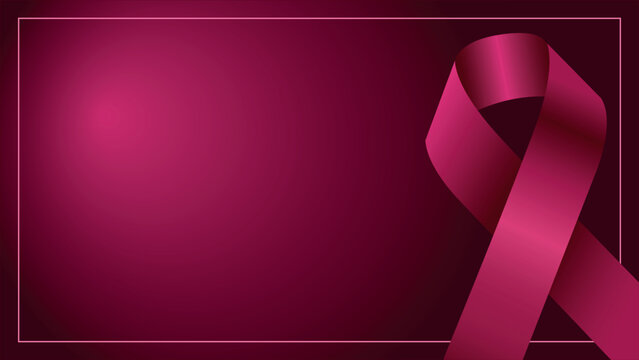 Realistic Burgundy Ribbon. Multiple Myeloma Awareness Month. Realistic Burgundy, Magenta, Maroon ribbon. Vector illustration of background. 