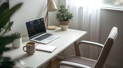 Fototapeta premium Office desk with laptop.