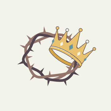 Crown of thorns and golden crown