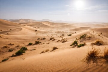 Harsh desert ecosystem revealing resilient life forms adapted to extreme heat scarcity