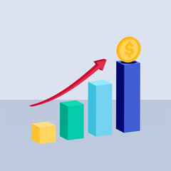 Bar chart showing financial growth and investment success