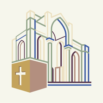 Modern church building cornerstone