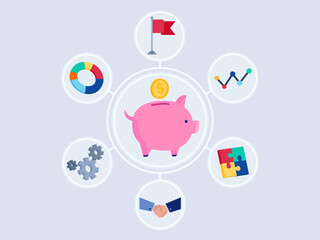 Piggy bank saving money goal planning