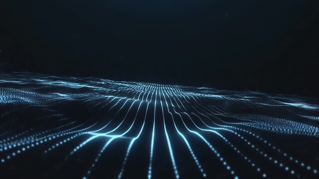 Abstract digital data flow with glowing particles and smooth motion