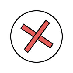 Obraz premium Bold red cross symbol in a circle for clear communication