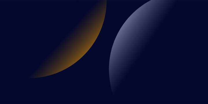 Navy blue abstract background with halftone golden lines delicate pattern. Small light spot box. Curve line, cosmic galaxy space. Festive BG for social media, birthday party invitation.