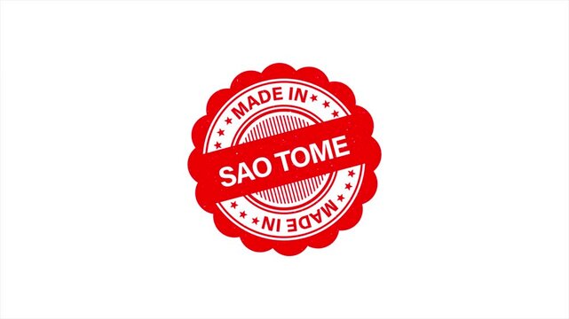 Animation of Made in Sao Tome and Principe Vintage Stamp Badges Collection, Made in Sao Tome and Principe Retro Badge & Stamp Logo Collection