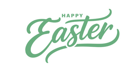 Happy Easter typography logo with sage green script calligraphy, Ideal for modern, minimal, and festive Easter-themed visual projects. © AFRAN STUDIO