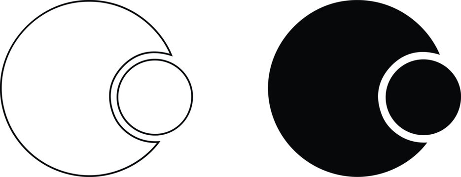 Two eclipse shapes one white and one black with overlapping circles simple geometric figures for design and education purposes