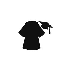 Graduation gown silhouette vector flat illustration design.