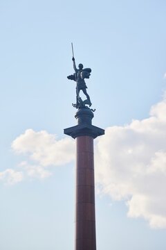 Moscow, Russia. - June 23, 2025: Monument to law enforcement officers who died in the line of Duty, 1994, sculptor A. A. Bichukov and architect A. V. Klimochkin.