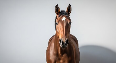Obraz premium Brown Horse Standing Against Gray Background