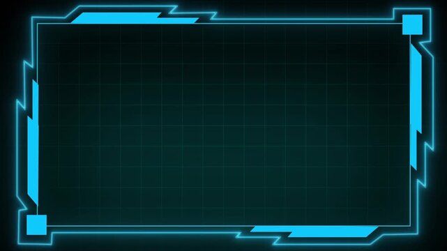 Sci- Fi Blue Digital Frame with Grid animated Background and Blank Space sci-fi neon