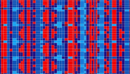 geometric blue and red pixel pattern background