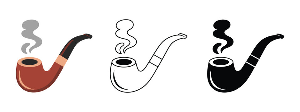 Smoking pipe vector design showing three unique pipe styles