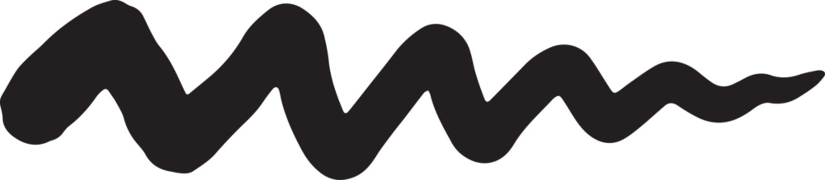 A stylized black squiggly line on a white background isolated on white background, Vector