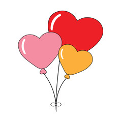 Colorful Heart Balloons Illustration Love, Valentine and Celebration Design