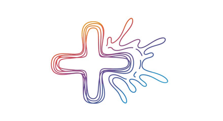 Obraz premium Dynamic vibrant gradient line art plus symbol with an energetic abstract splash design modern