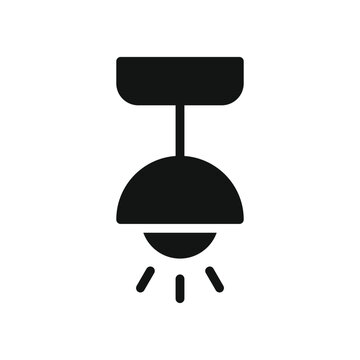 Black silhouette of a ceiling light fixture isolated on transparent background