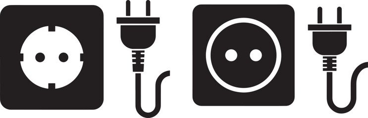 Fototapeta premium Two plug and socket silhouette connection technology
