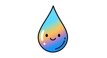 Fototapeta premium Adorable colorful water droplet character with a vibrant gradient and friendly smile a symbol of