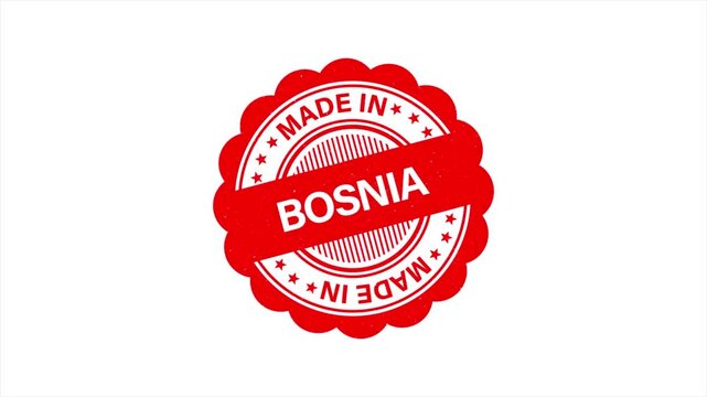 Animation of Made in Bosnia and Herzegovina Vintage Stamp Badges Collection, Made in Bosnia and Herzegovina Retro Badge & Stamp Logo Collection