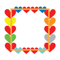 Colorful Heart Frame Border Love and Valentine Decorative Design