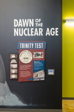 Weldon Spring, Missouri, US - March, 17, 2023: US Government propaganda on nuclear weapons on display at a federal education facility