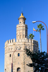 Obraz premium Tower of Gold, a historic landmark in Seville, Spain