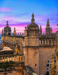 Fototapeta premium Medieval Seville historic architecture, Spain