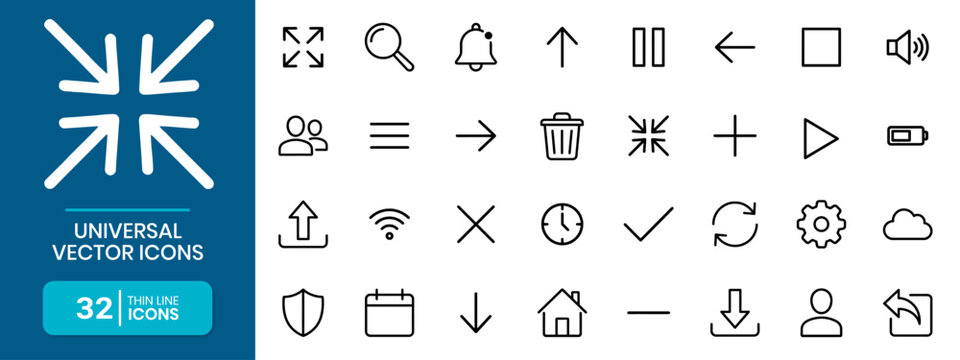 Universal Vector Icon System Home User Interface And Settings