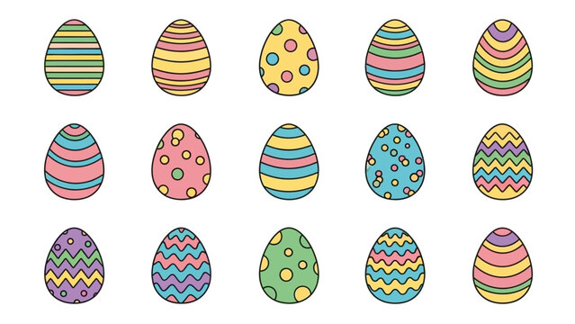 Colorful Easter Eggs with Various Patterns.