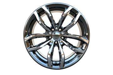 Obraz premium A high-quality chrome alloy wheel with an intricate design and shine