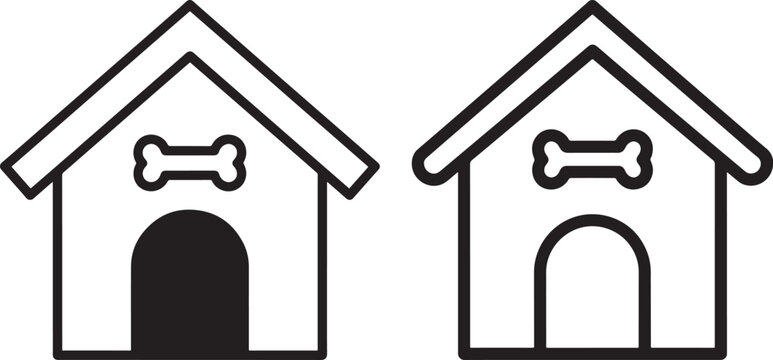Dog house icon silhouette home for pet and bone