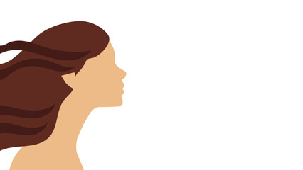 Abstract Caucasian European woman graphic profile portrait on white rectangular background banner vector frat design  © nekko soup