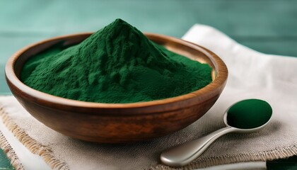 includes images of spirulina powder in a bowl with a spoon and related text